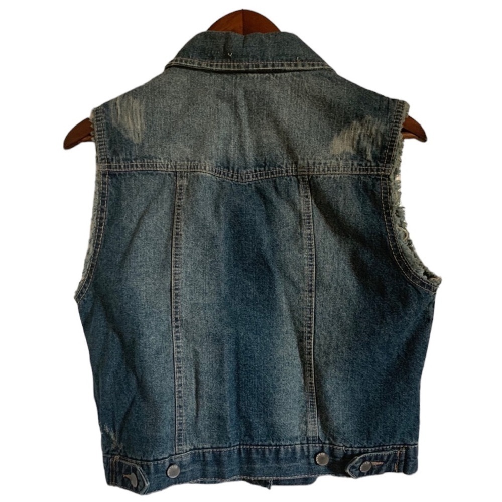 Route 66 Distressed Denim Vest - Picture 3 of 6